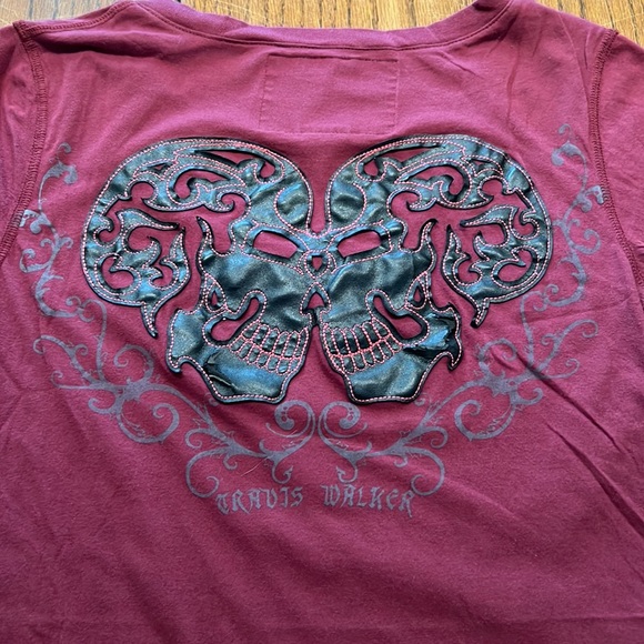 Travis Walker Graphic T-shirt With Genuine Leather Skulls Size L - Picture 10 of 11